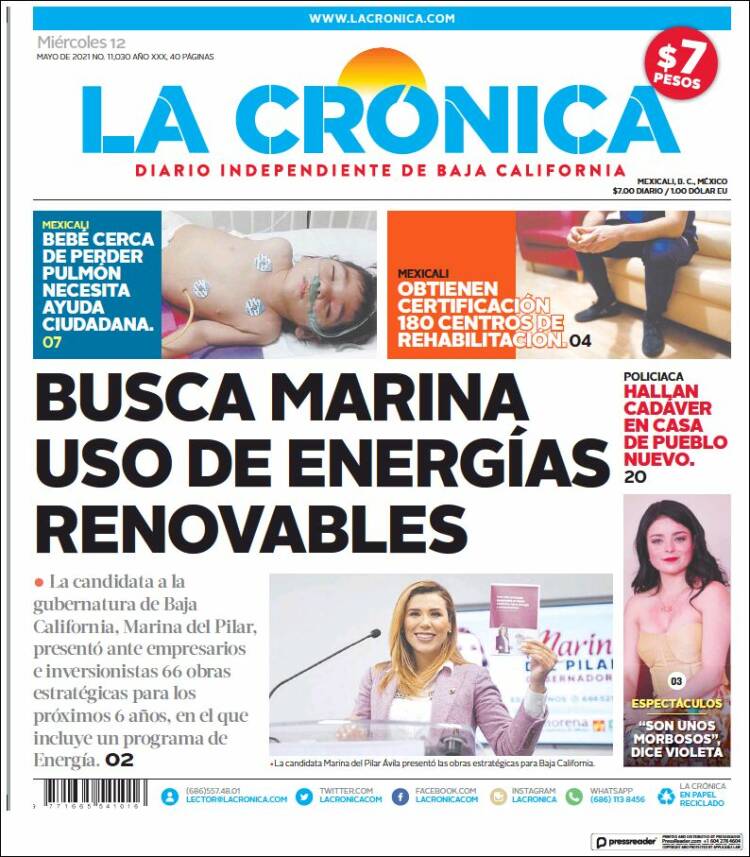Portada de La Crónica de Baja California (M&eacute;xico)