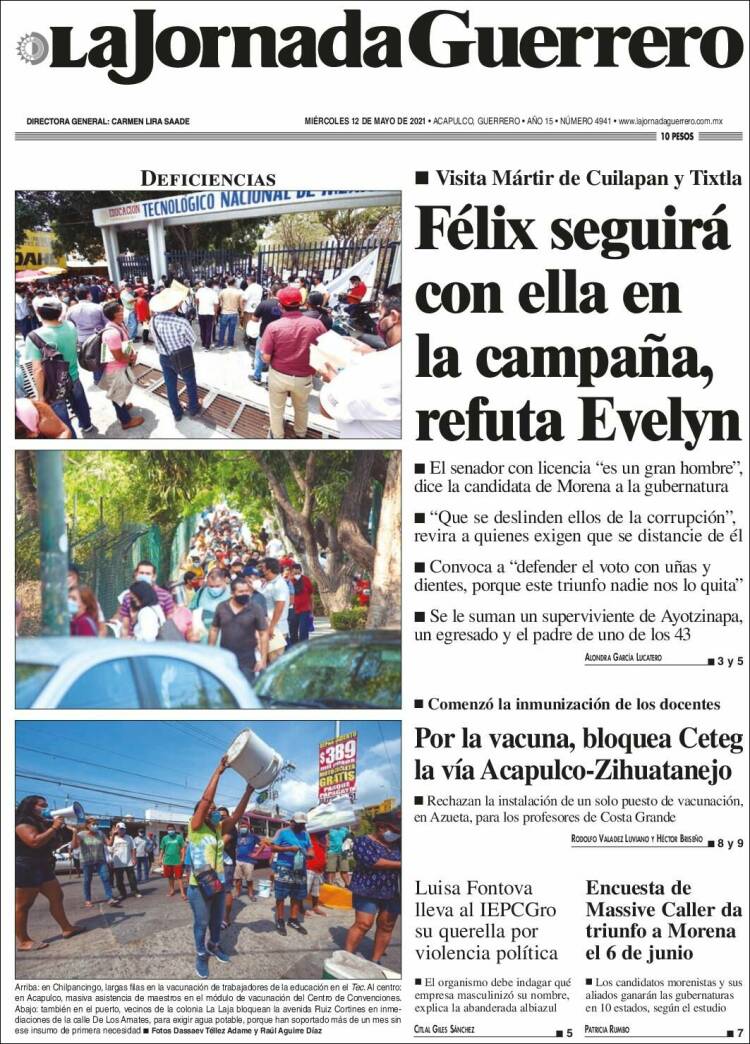 Portada de La Jornada de Guerrero (M&eacute;xico)