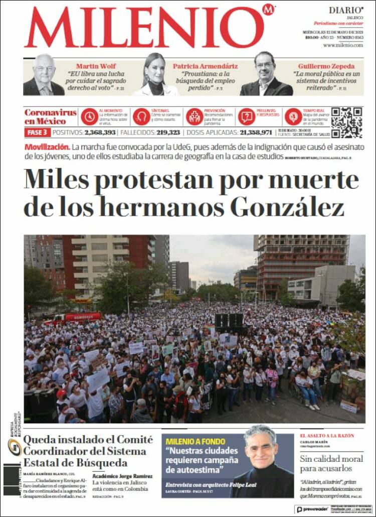 Portada de Milenio - Jalisco (M&eacute;xico)