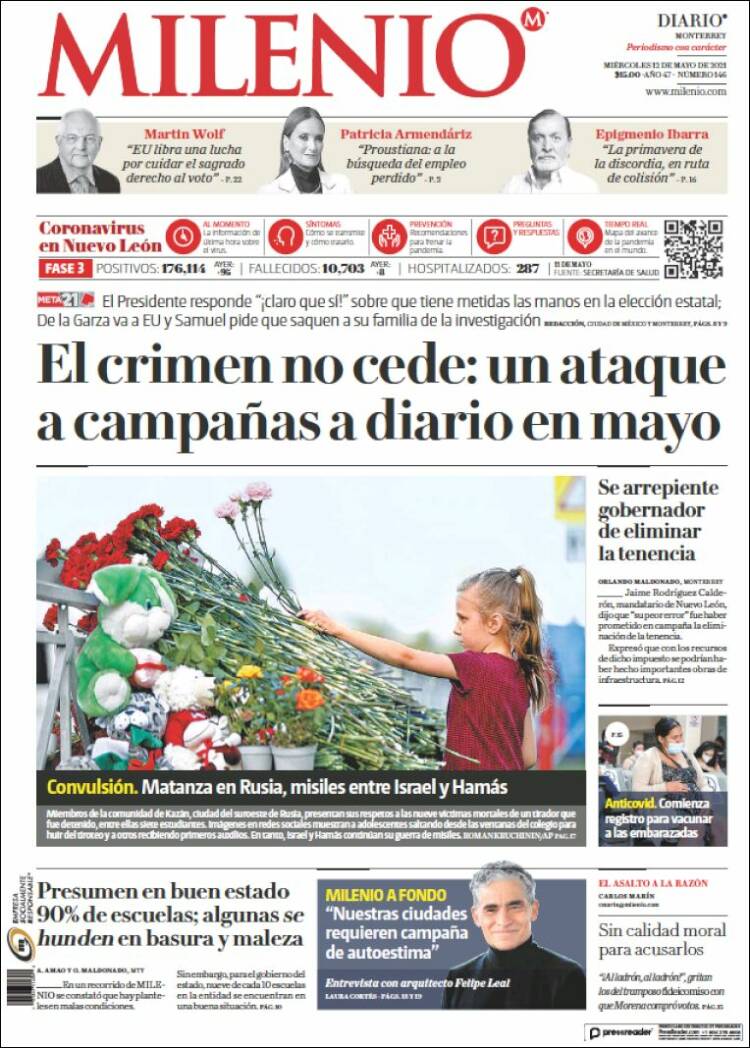 Portada de Milenio de Monterrey (M&eacute;xico)
