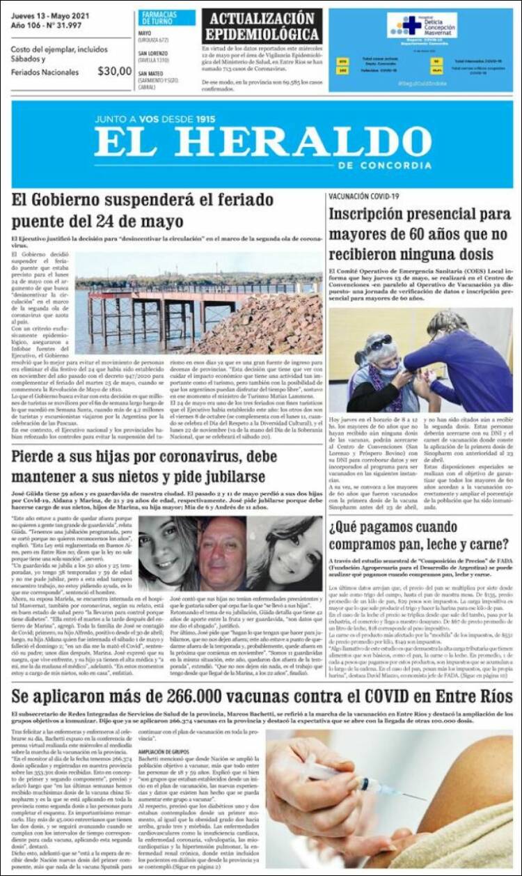 Portada de El Heraldo de Concordia (Argentina)