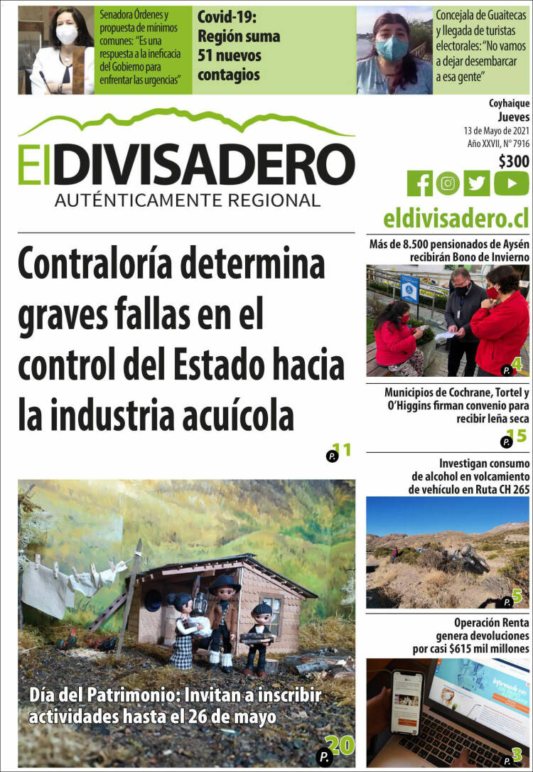 Portada de Diario El Divisadero (Chile)