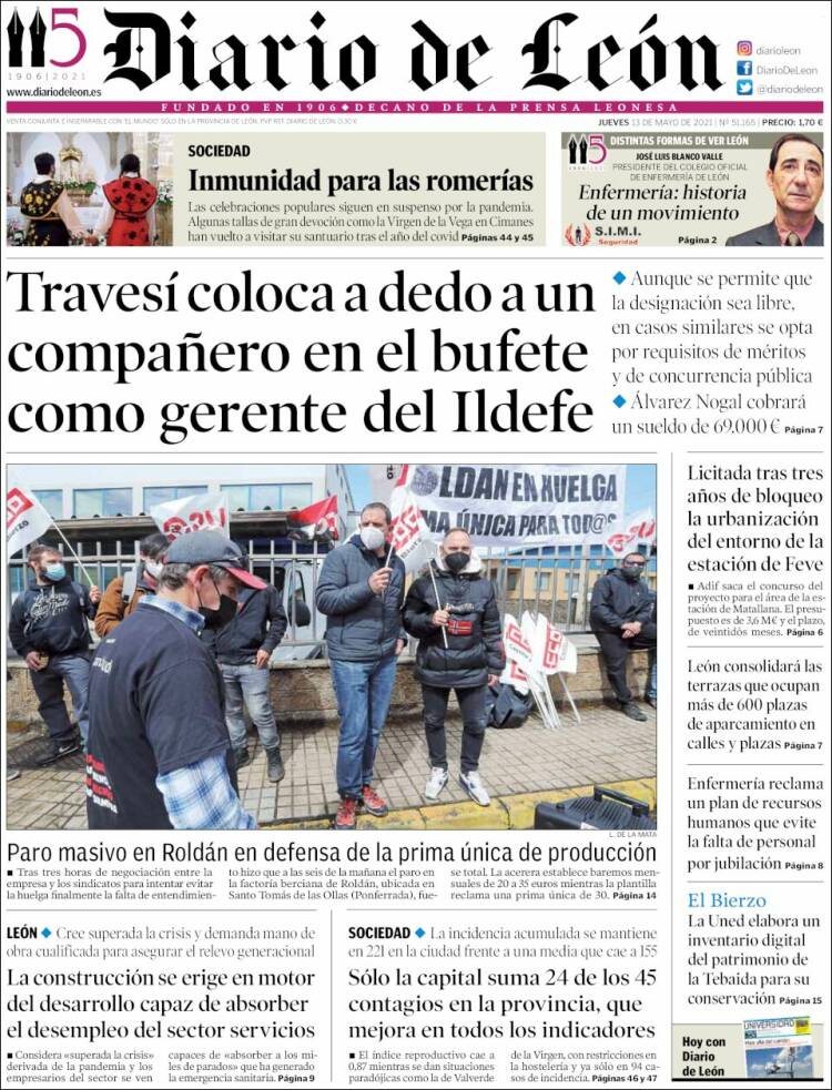 Portada de Diario de León (España)