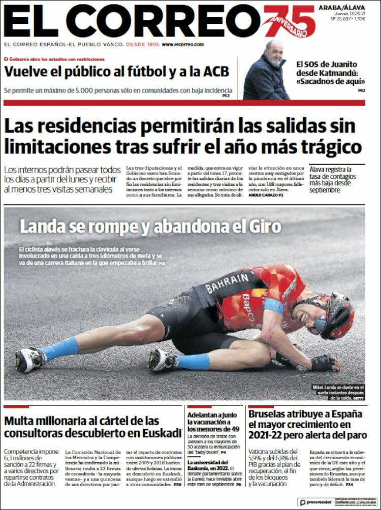 Portada de El Correo - Álava (España)