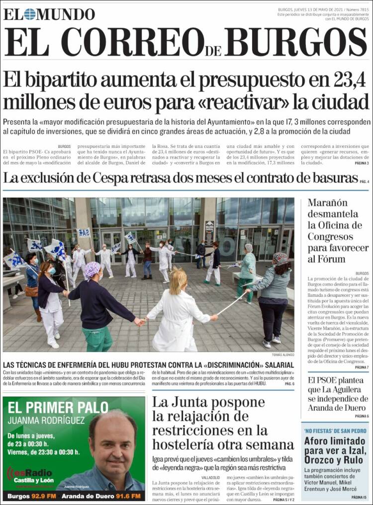 Portada de El Correo de Burgos (España)