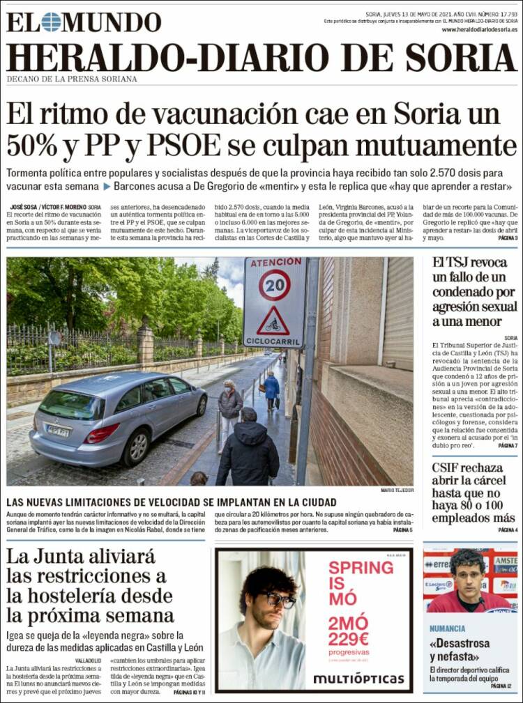 Portada de Heraldo de Soria (España)