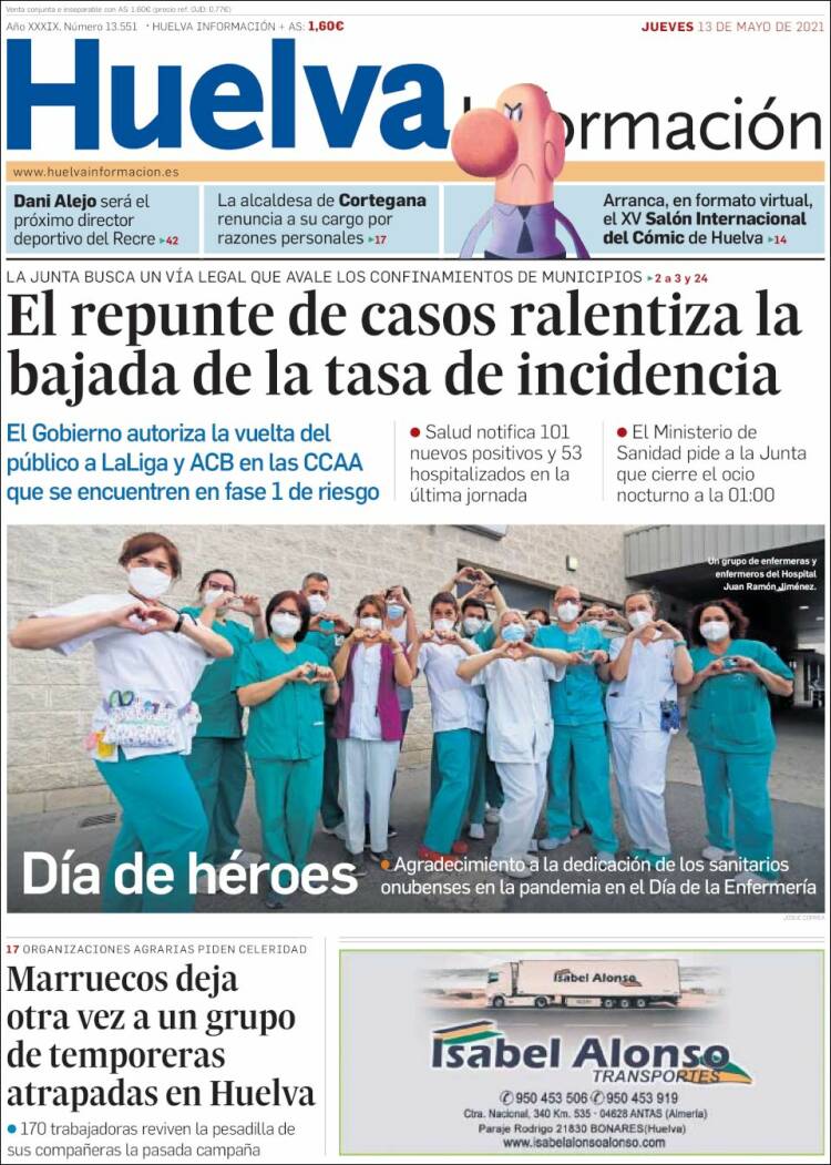 Portada de Huelva Información (España)