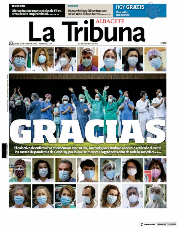 Portada de La Tribuna de Albacete (España)