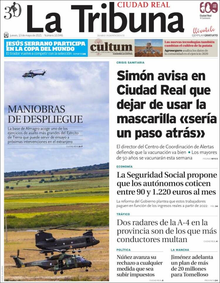 Portada de La Tribuna de Ciudad Real (España)