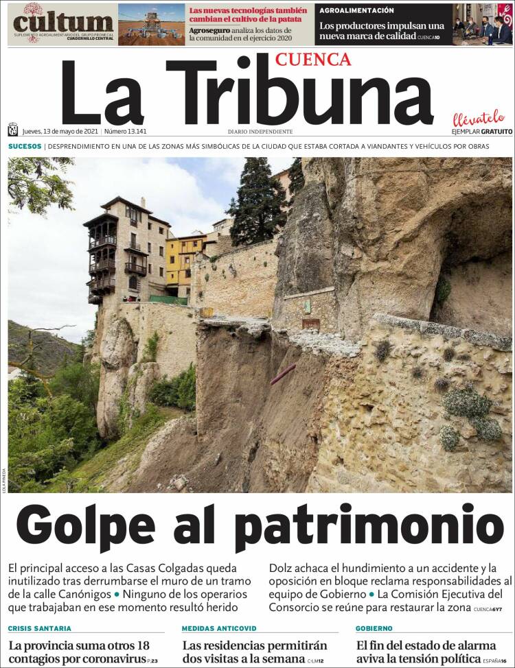 Portada de La Tribuna de Cuenca (España)