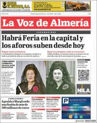 Portada de La Voz de Almería (España)