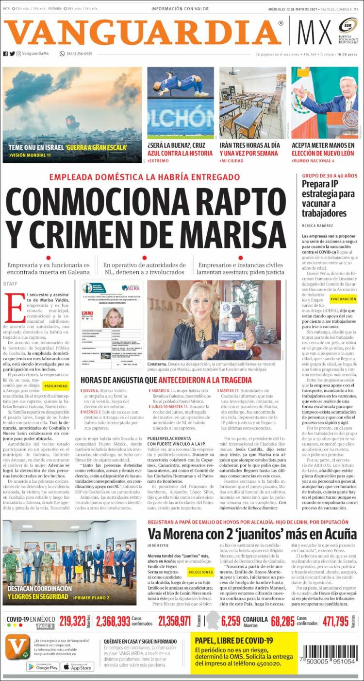 Portada de Vanguardia (México)