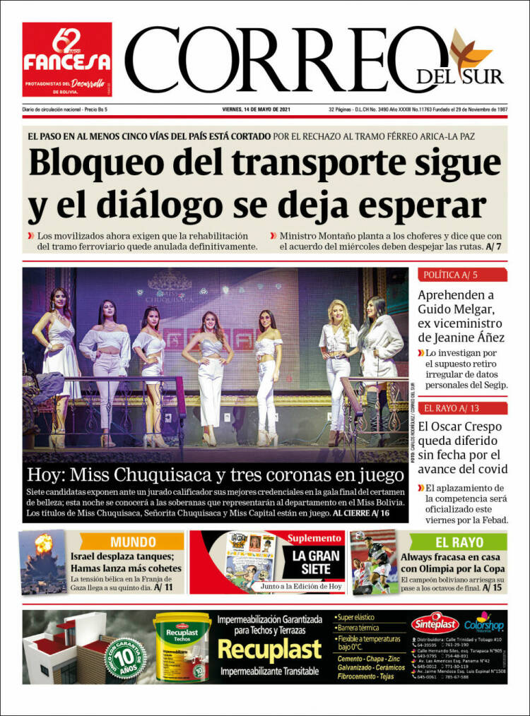 Portada de Correo Sur (Bolivia)