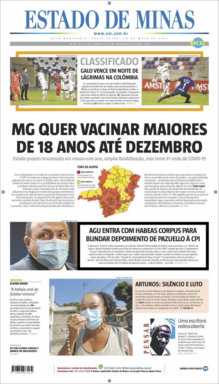 Portada de Jornal Estado de Minas (Brasil)