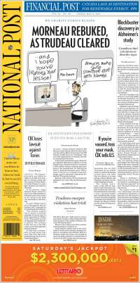 Portada de The National Post (Canadá)