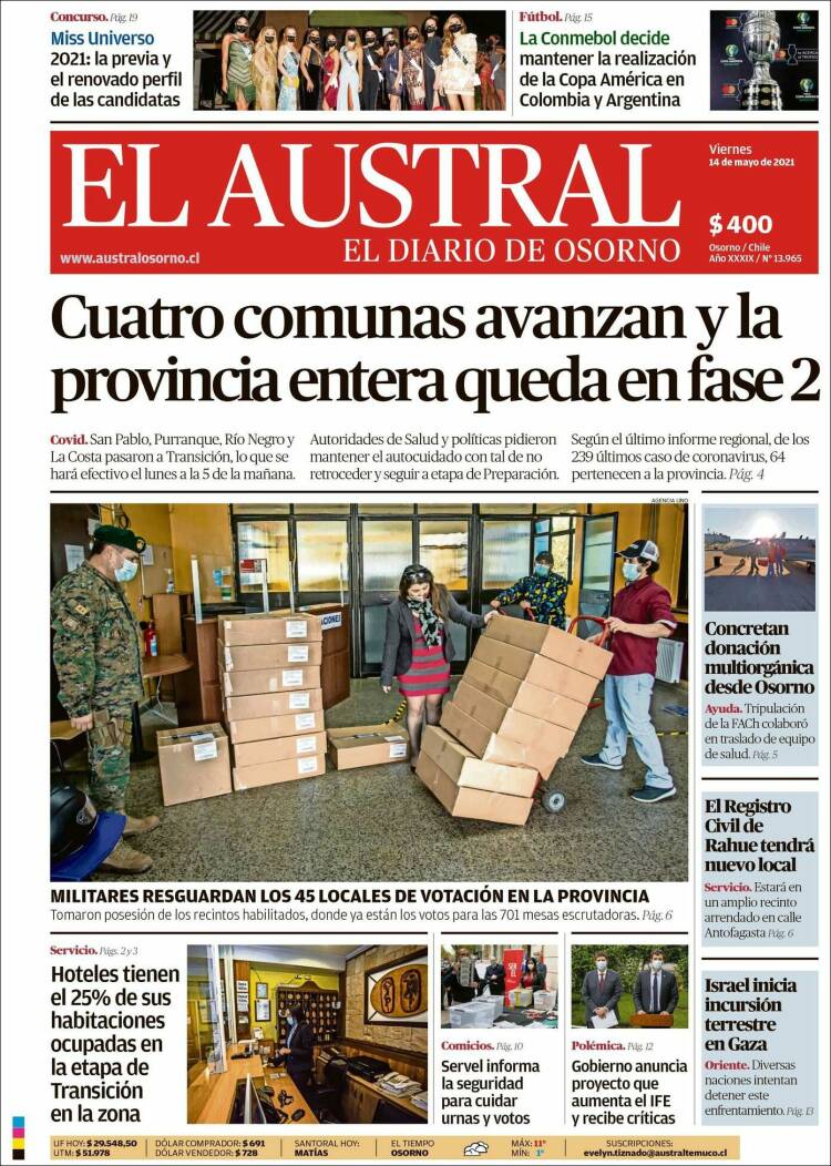 Portada de El Austral de Osorno (Chile)