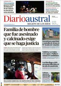 Portada de El Diario Austral de Valdivia (Chile)