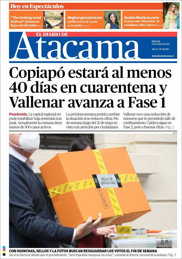 Portada de Diario de Atacama (Chile)