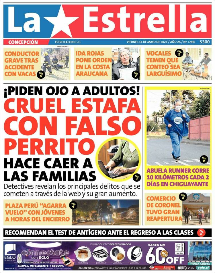 Portada de La Estrella de Concepción (Chile)