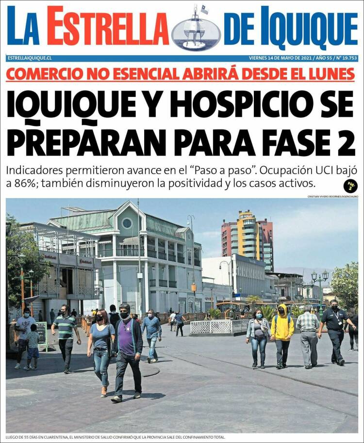 Portada de La Estrella de Iquique (Chile)