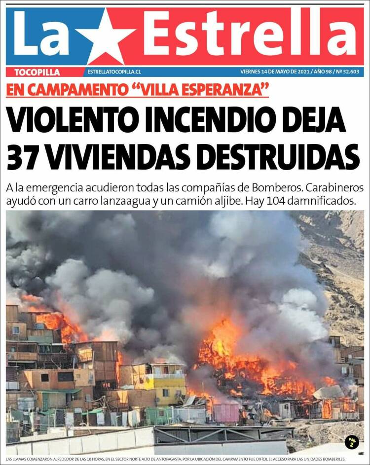 Portada de La Estrella de Tocopilla (Chile)