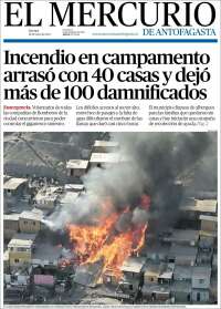 Portada de El Mercurio de Antofagasta (Chile)