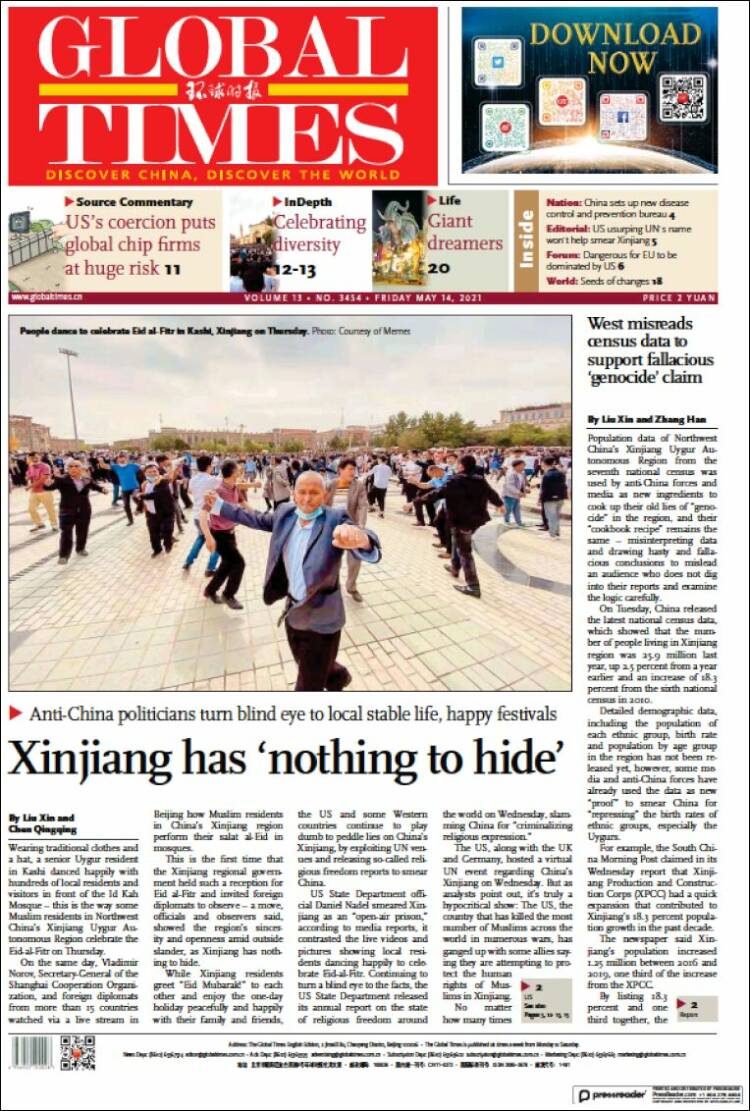 Portada de The Global Times (China)
