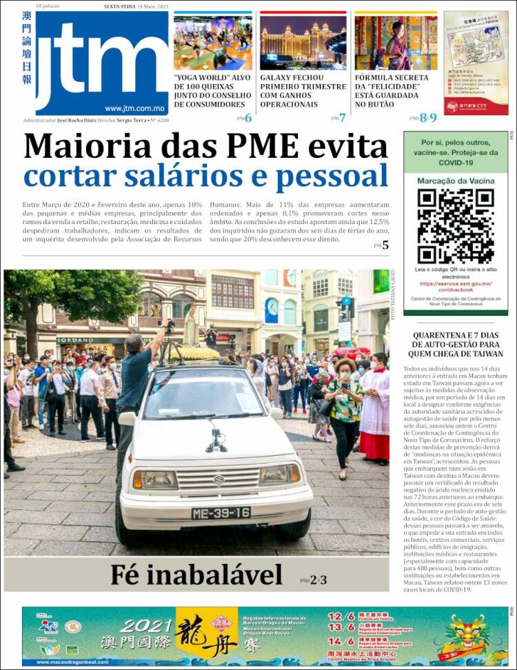 Portada de Jornal Tribuna de Macau (China)