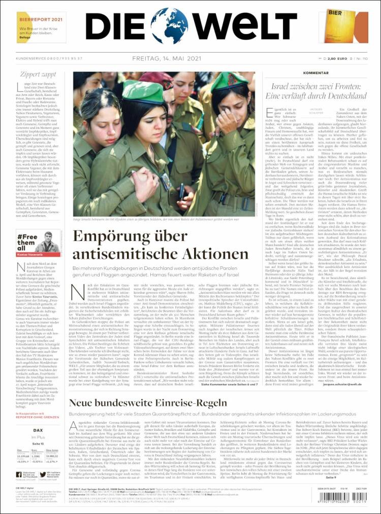 Portada de Die Welt (Alemania)
