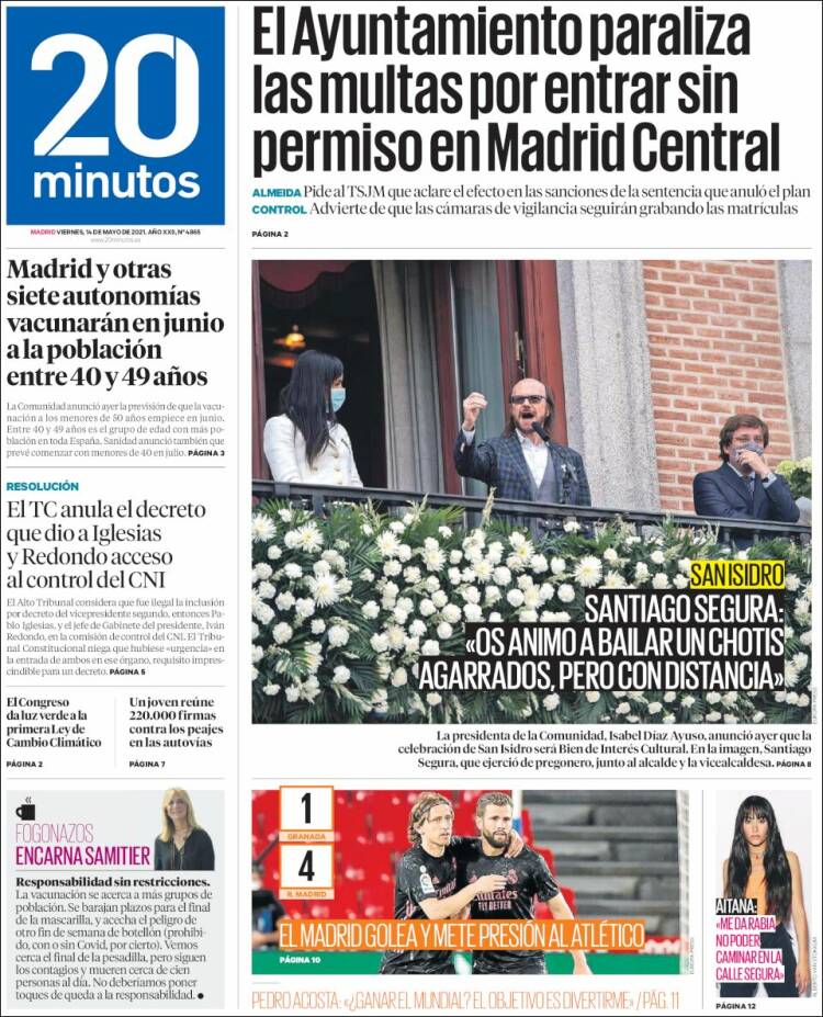 Portada de 20 Minutos - Madrid (España)