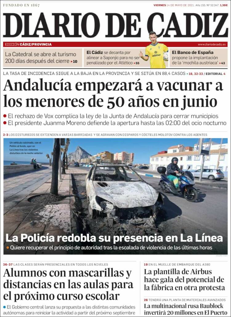 Portada de Diario de Cádiz (España)