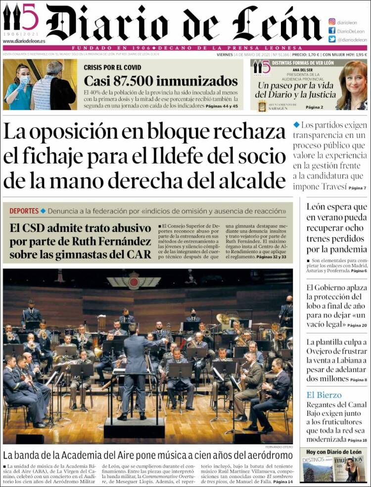 Portada de Diario de León (España)