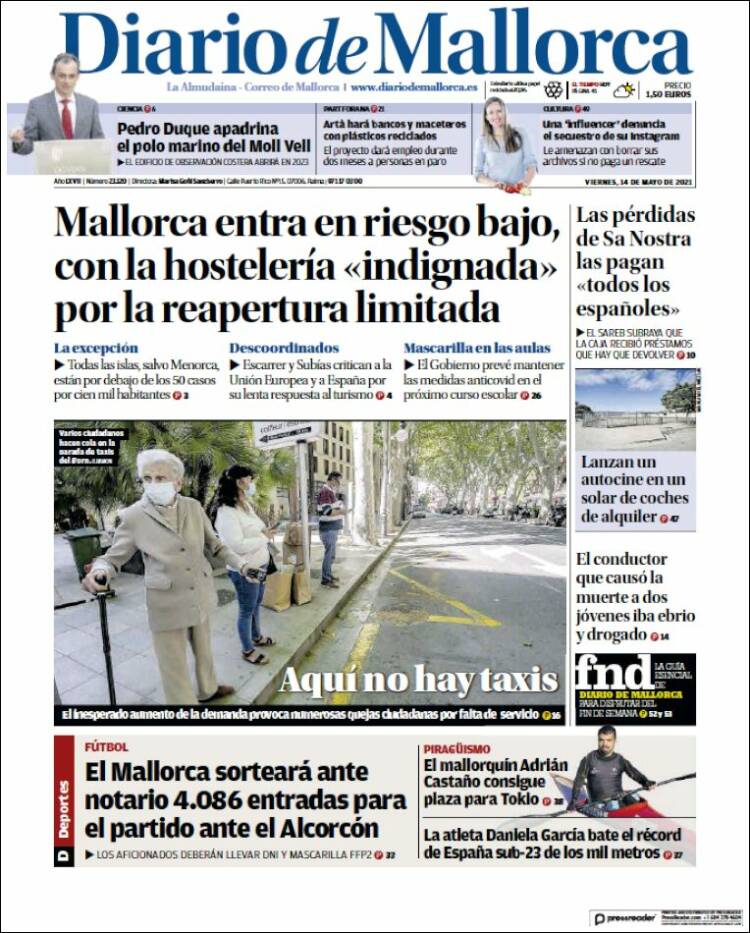 Portada de Diario de Mallorca (España)