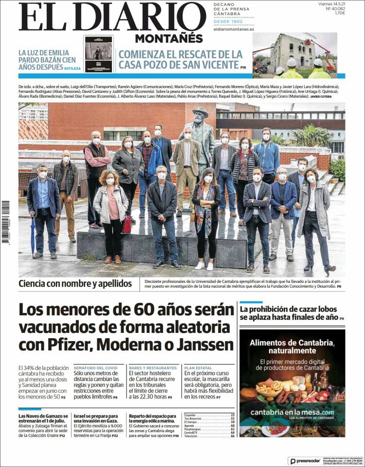 Portada de El Diario Montañés (España)