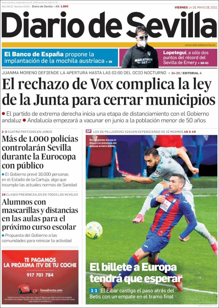 Portada de Diario de Sevilla (España)