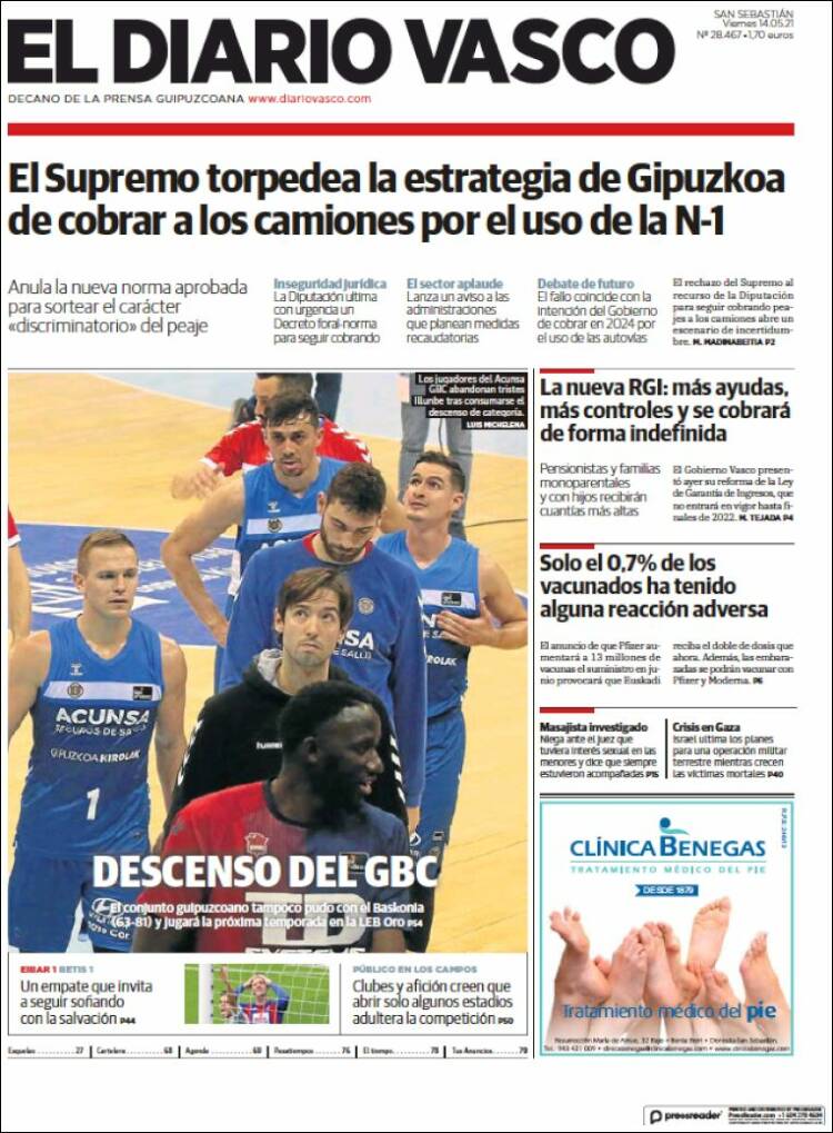 Portada de Diario Vasco (España)