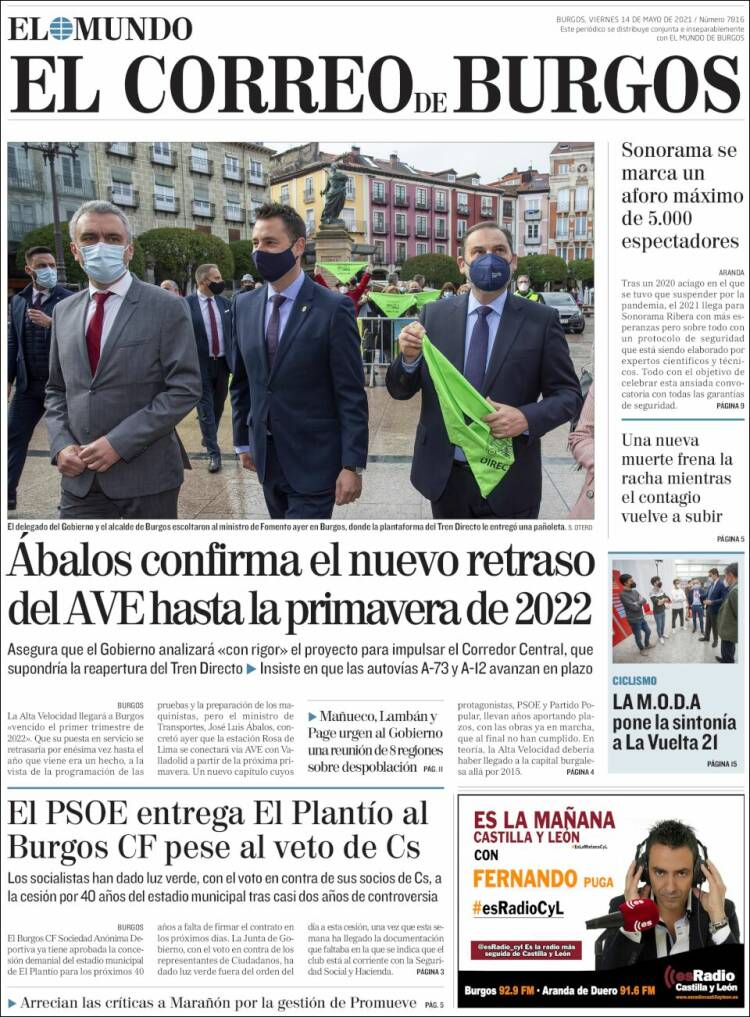 Portada de El Correo de Burgos (España)