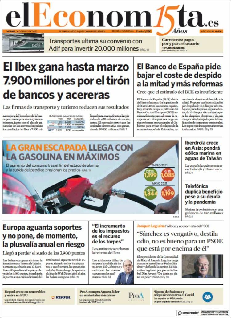 Portada de El Economista (Espa&ntilde;a)