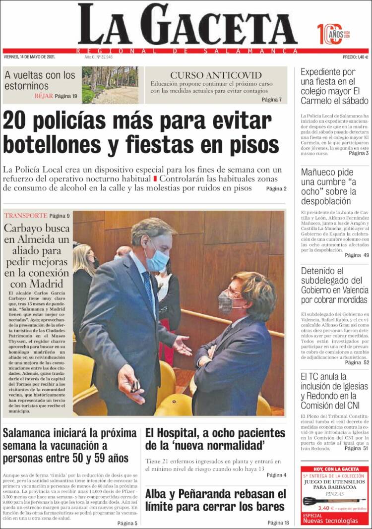 Portada de La Gaceta de Salamanca (España)