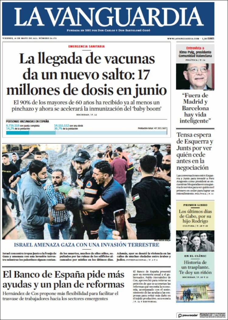 Portada de La Vanguardia (España)