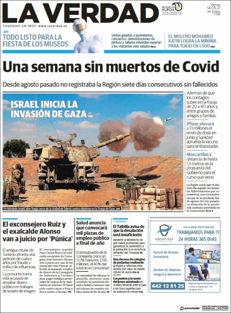 Portada de La Verdad de Murcia (España)