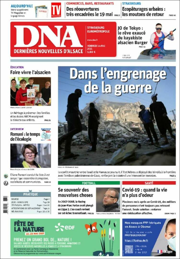 Portada de Les Dernières Nouvelles d'Alsace (Francia)