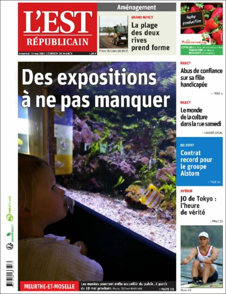 Portada de L'Est Republicain (Francia)