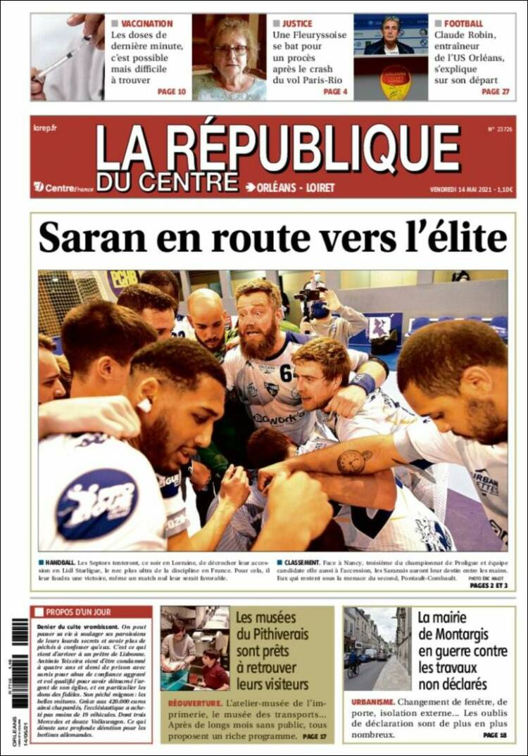 Portada de La République du Centre (Francia)