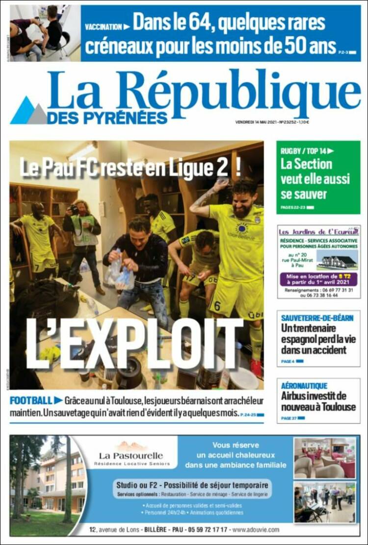 Portada de La République des Pyrénées (Francia)