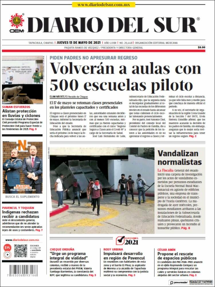 Portada de El Diario del Sur (M&eacute;xico)
