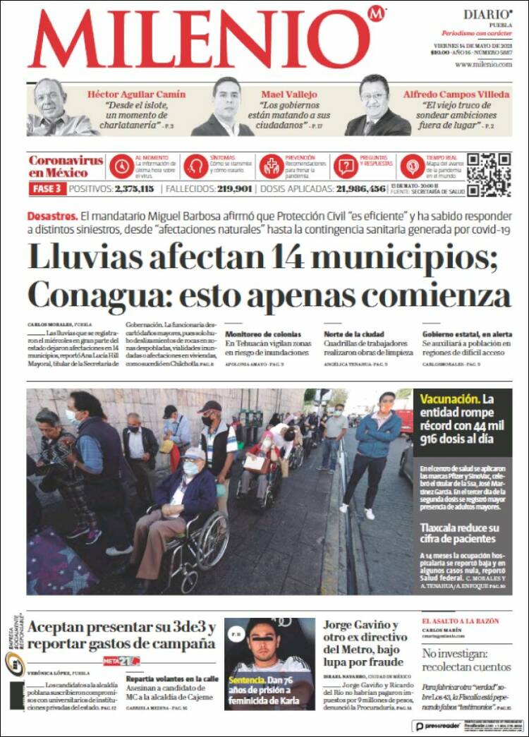 Portada de Milenio de Puebla (M&eacute;xico)