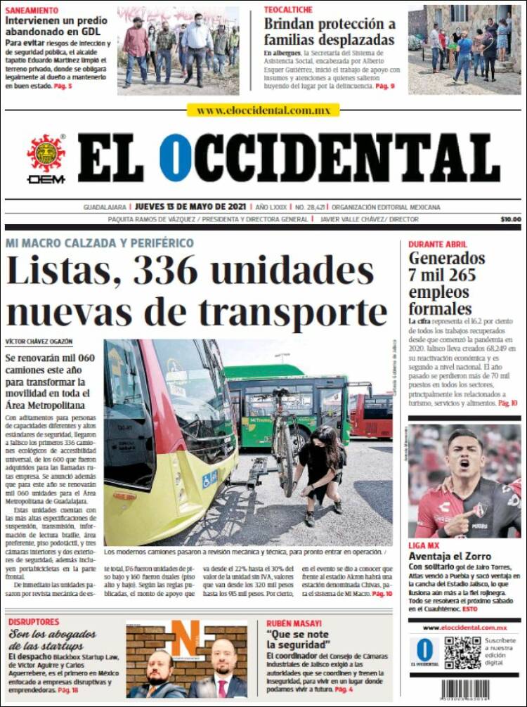 Portada de El Occidental (M&eacute;xico)