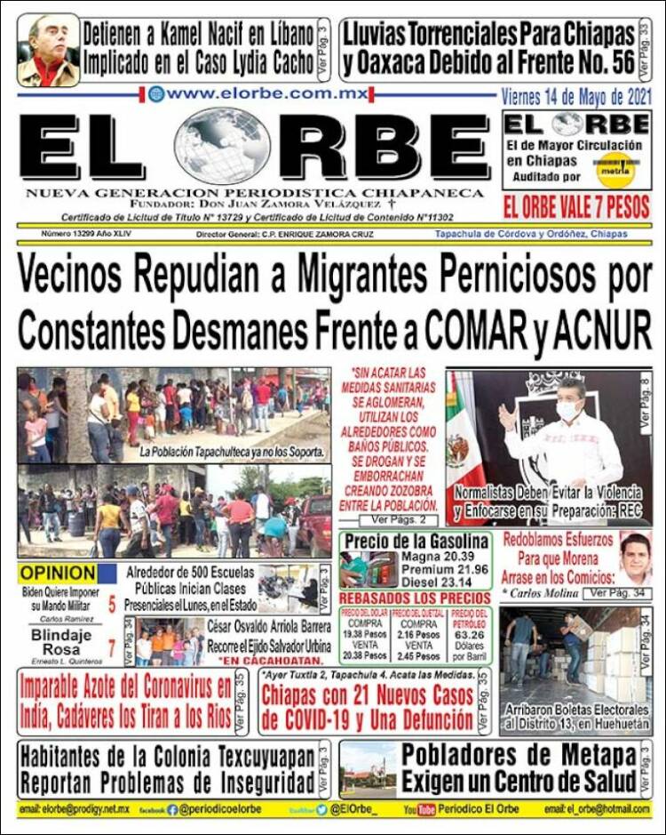 Portada de El Orbe (M&eacute;xico)