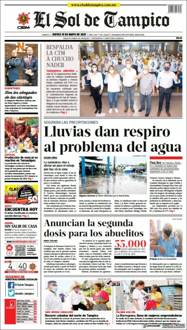 Portada de El Sol de Tampico (M&eacute;xico)